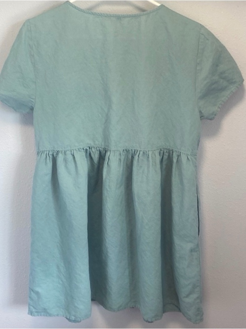 Madewell V-Neck Button Front Short Sleeve Dress Blue xl Alexandra button front - Picture 3 of 5
